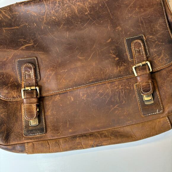 Kattee Leather Messenger Bag Briefcase Laptop Satchel Brown Distressed Vintage - Picture 2 of 11